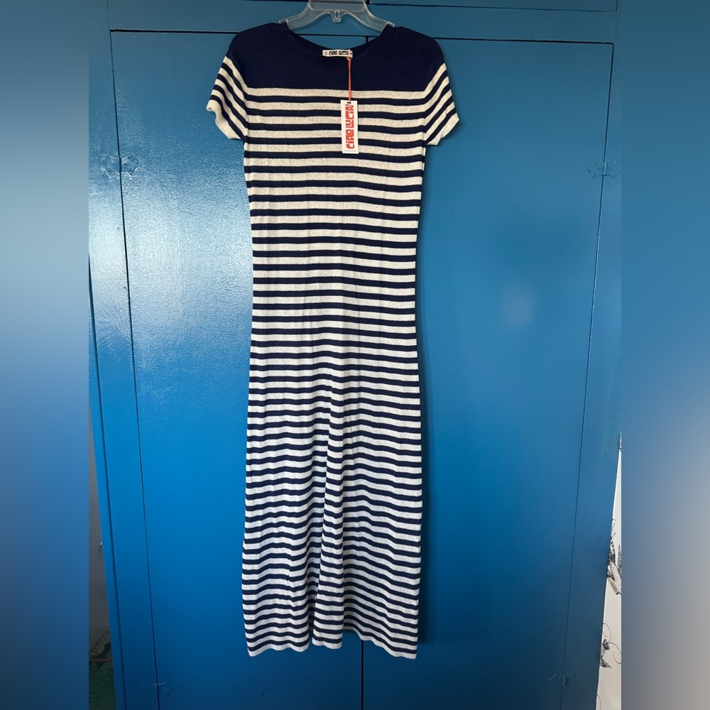 Ciao Lucia Navy and White Striped Dress